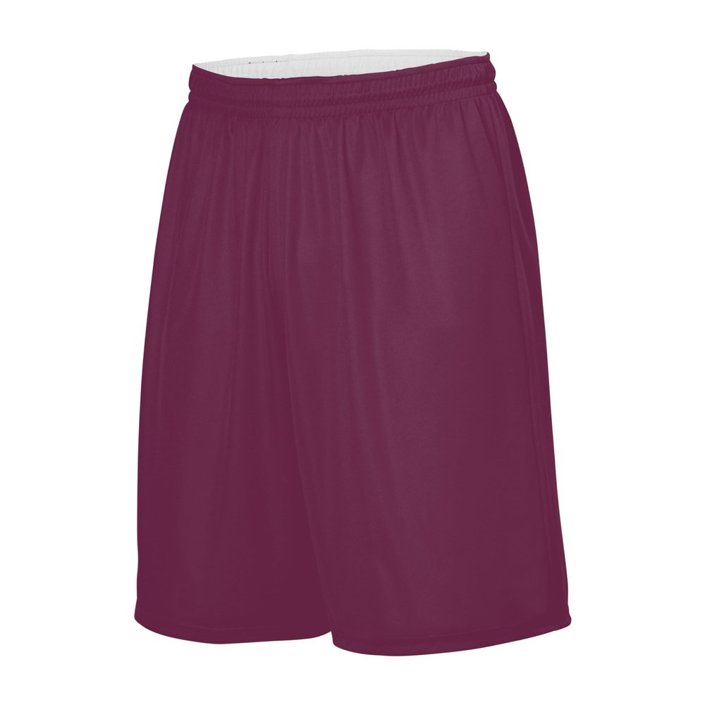 Augusta Sportswear Youth Reversible Wicking Shorts, Light Maroon/White, S