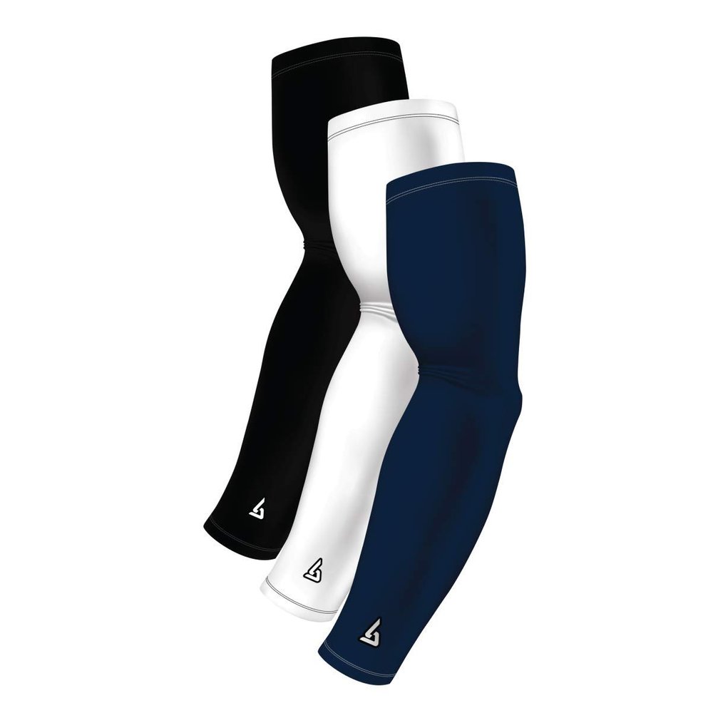 Navy Arm Sleeve Pack - Football Basketball Baseball Athletic Sports Sleeve - Compression for Bicep Tendonitis Tennis Elbow Supports Circulation - UV Cooling Sun Protection for Arms - Tattoo Cover Up