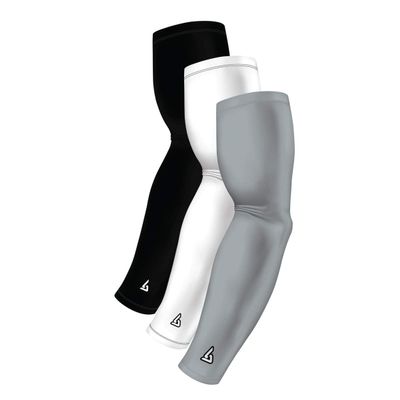 Compression Arm Sleeves for Men Women Youth Sports - Football Basketball Baseball Sleeve - UV Sun Protection - Tattoo Cover Up Protector - White Black Grey Pack - Bicep Forearm Elbow Sleves