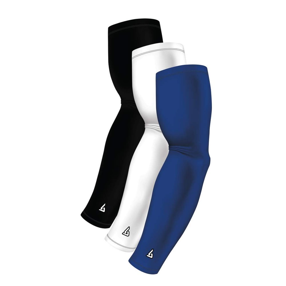 Black White Blue Arm Sleeves - Men Women Youth Baseball Football Basketball Athletic Sports Sleeve - Cooling UV Sun Protection for Arms - Tattoo Cover Protector - Forearm Bicep Elbow Compression