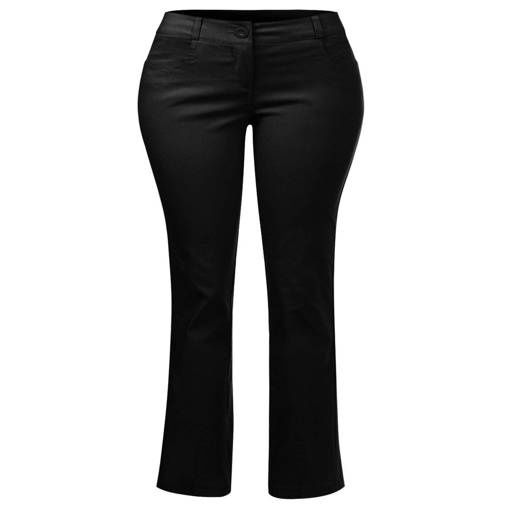 Design by Olivia Women's Comfy Bootcut Curvy Fit Trouser Pants Black 3XL