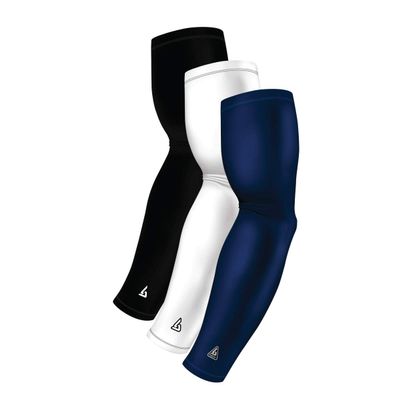 3 Compression Arm Sleeves for Women Men Youth Athletics - White Black Blue Sports Sleeve - Football Baseball Basketball Golf - UV Driving Sun Protection for Arms - Athletic Accessories