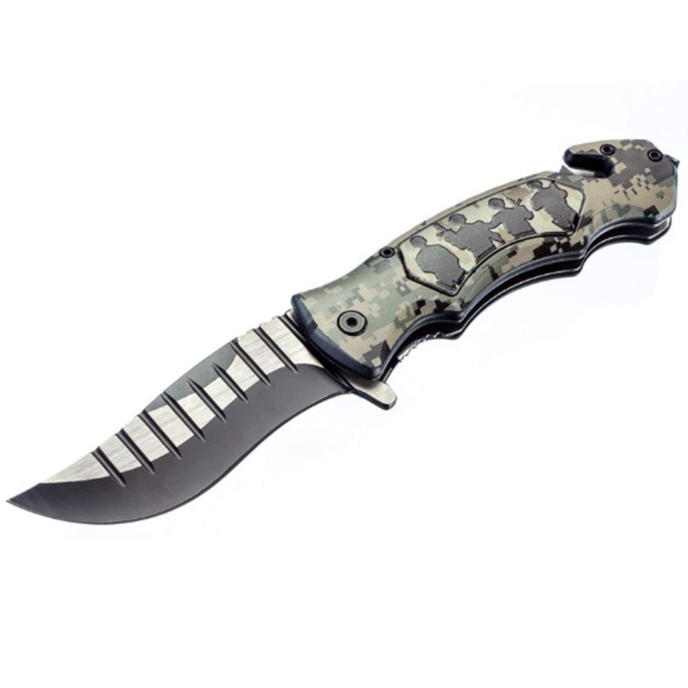 ASR Outdoor Clip Point Blade Pocket Knife 5 Inch Window Punch Military Men