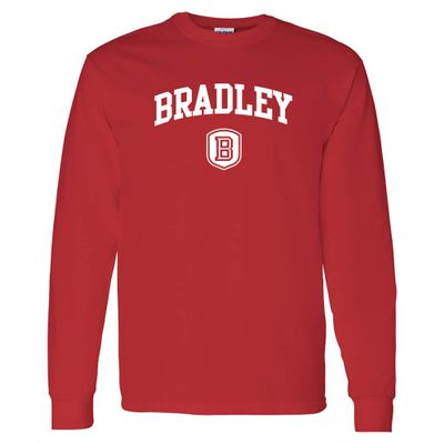 AL03 - Bradley University Braves Arch Logo Long Sleeve - 3X-Large - Red