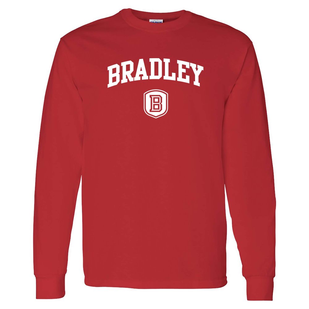 AL03 - Bradley University Braves Arch Logo Long Sleeve - 3X-Large - Red