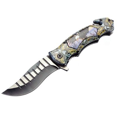 ASR Outdoor Clip Point Blade Pocket Knife 5 Inch Window Punch Military Men