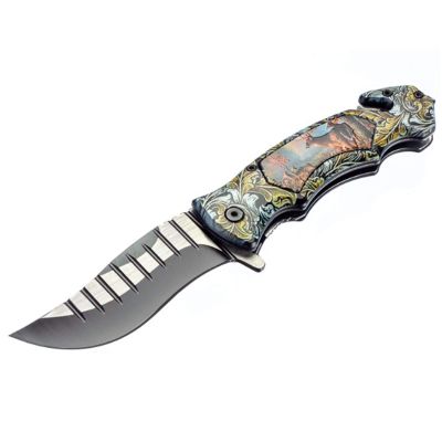 ASR Outdoor Clip Point Blade Pocket Knife 5 Inch Window Punch Military Men