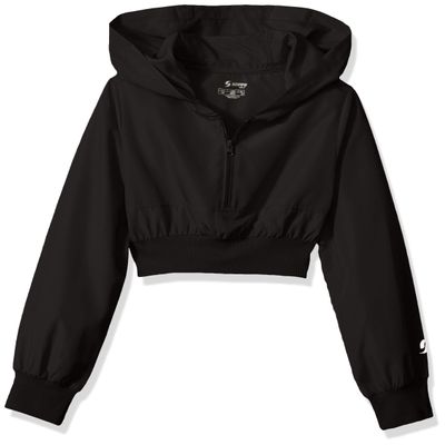 Soffe Big Girl's Squad Zip Hood Outerwear, Black, Medium