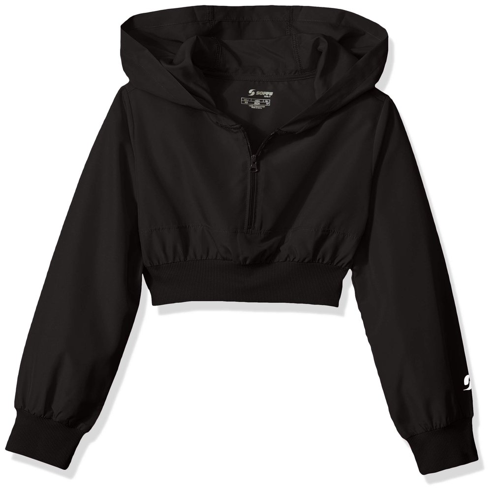 Soffe Big Girl's Squad Zip Hood Outerwear, Black, Medium
