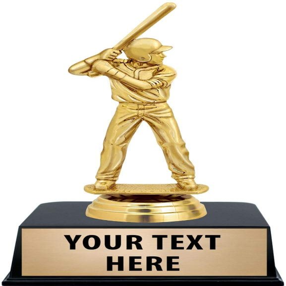 Crown Awards Baseball Trophies with Custom Engraving, 6" Personalized Boys Baseball Batter Trophy On Black Base 10 Pack