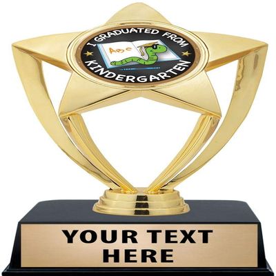 Crown Awards Kindergarten Graduation Trophies with Custom Engraving, 6" Personalized Kids Graduation Trophy On Black Base 10 Pack