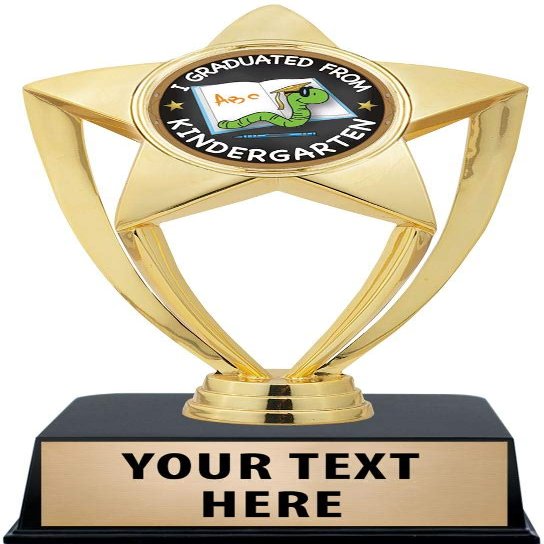 Crown Awards Kindergarten Graduation Trophies with Custom Engraving, 6" Personalized Kids Graduation Trophy On Black Base 10 Pack