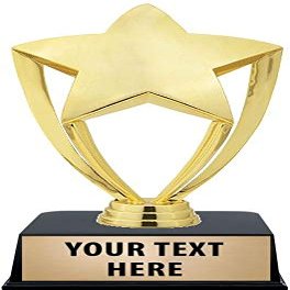 Crown Awards Gold Star Trophies with Custom Engraving, 7" Personalized Shiny Gold Achievement Star Trophy On Black Base 10 Pack
