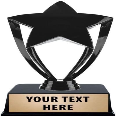 Crown Awards Black Star Trophies with Custom Engraving, 6" Personalized Black Star Trophy On Black Base 10 Pack