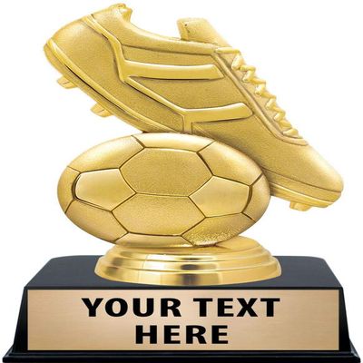 Crown Awards Soccer Trophies with Custom Engraving, 6" Personalized Gold Soccer Ball and Cleat Trophy On Black Base 10 Pack
