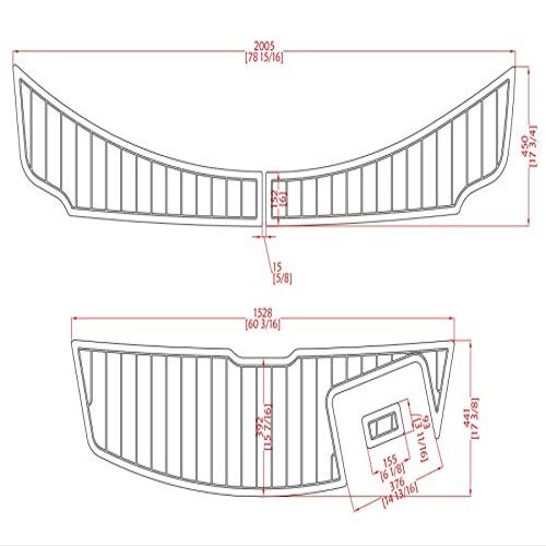 2008-2012 Sea Ray 185 Sport Swim Platform Pad 1/4" 6mm EVA Teak Decking Floor (Medium Grey with Black Lines)