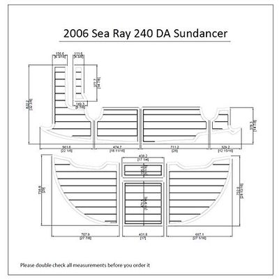2006 Sea Ray 240 DA Sundancer Swim Platform Pad 1/4" 6mm Boat EVA Teak Decking (Light Grey with Black Lines)