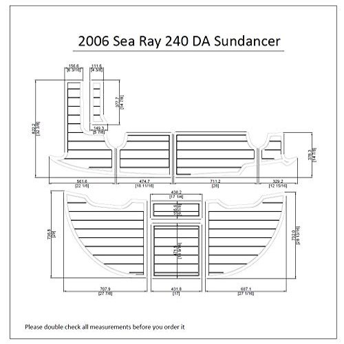 2006 Sea Ray 240 DA Sundancer Swim Platform Pad 1/4" 6mm Boat EVA Teak Decking (Light Grey with Black Lines)