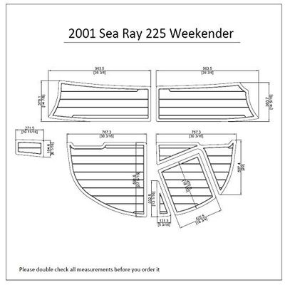 2001 Sea Ray 225 Weekender Swim Platform Pad 1/4" 6mm Boat EVA Teak Decking (Medium Grey with Black Lines)