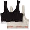 Calvin Klein Kids Girls' Modern Cotton Bralette 2-Pack, Heather Grey/Heather Blue/White, X-Large view 2