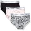 Calvin Klein Kids Girls' Modern Cotton Hipster Underwear 3-Pack, Leo Heather/Crystal Pink/Black, X-Large view 1