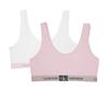 Calvin Klein Kids Girls' Modern Cotton Bralette 2-Pack, Classic White/Crystal Pink, Large view 1