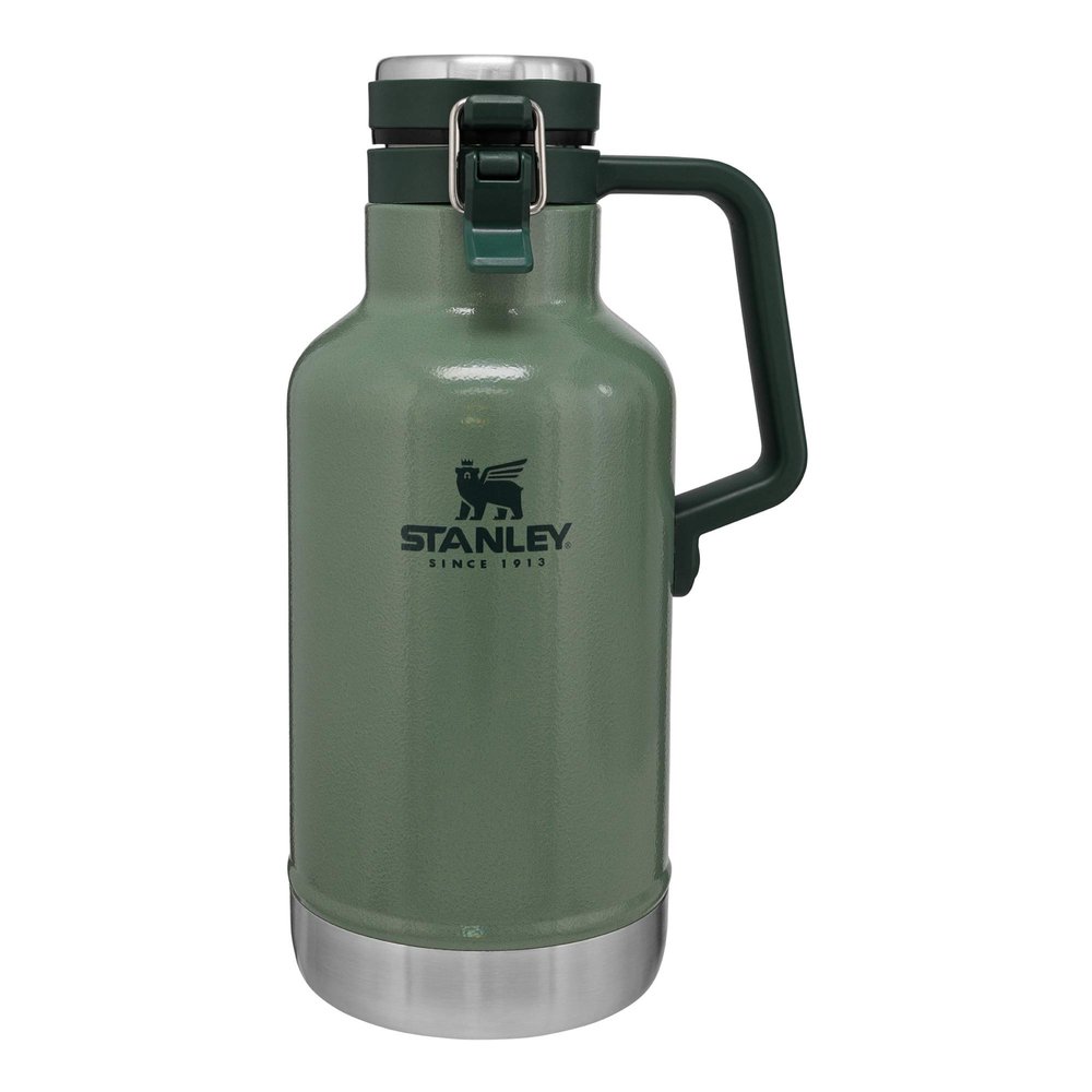 Stanley Classic Easy-Pour Growler 64 oz | Keeps Beer Cold or Coffee Hot | Leakproof Steel Lined Lid and Easy to Carry Handle | Insulated Stainless Steel | BPA-Free | Green