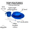 1-Person Camping Dish Table Set, Washable/Reusable Polypropylene Dinnerware Set for Camping and Outdoor Dining by Caddis Sports view 2