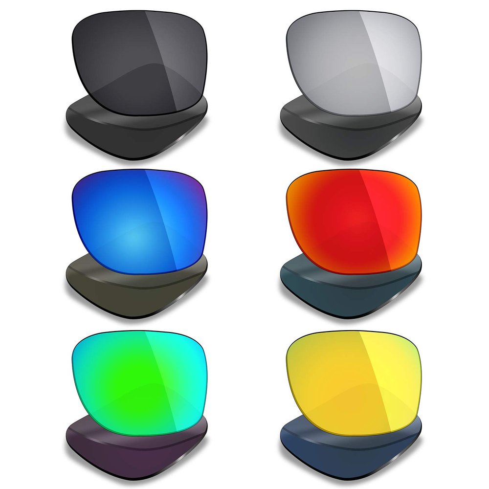 Mryok 6 Pairs Polarized Replacement Lenses for Oakley LBD Sunglass - Stealth Black/Fire Red/Ice Blue/Silver Titanium/Emerald Green/24K Gold