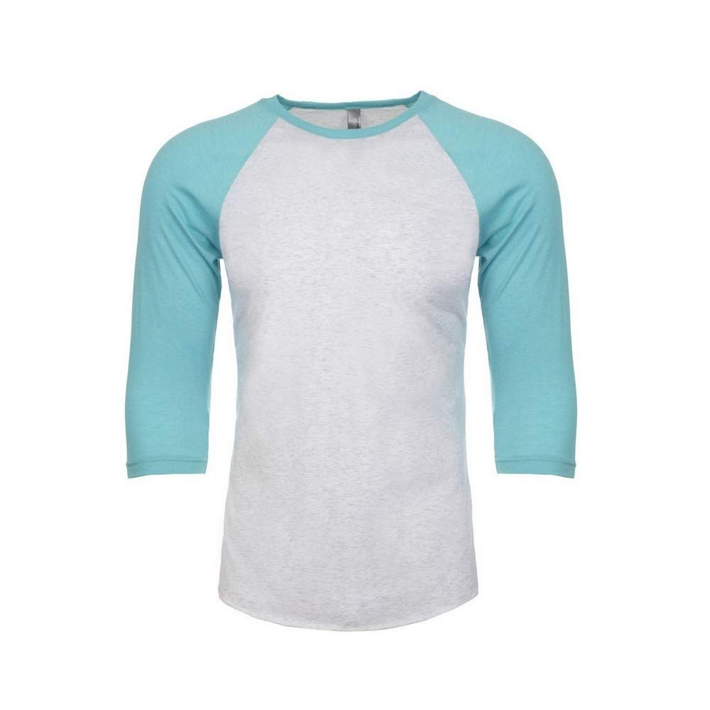 Tri-Blend 3/4-Sleeve Raglan (6051) Tahiti Blue/Heather White, XS