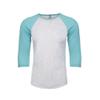 Tri-Blend 3/4-Sleeve Raglan (6051) Tahiti Blue/Heather White, XS view 1
