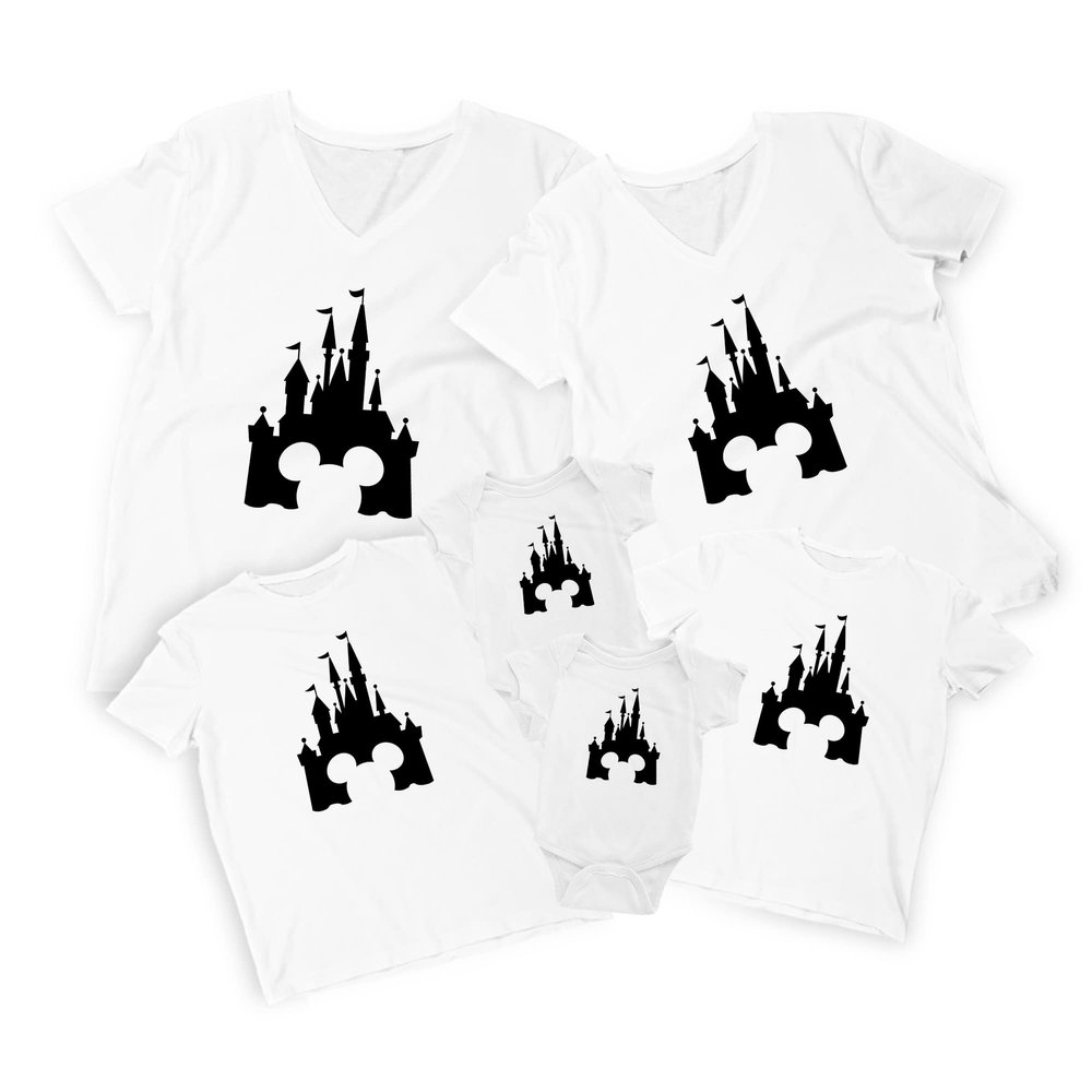 Natural Underwear Family Trip #1 Castle V Neck T Shirts Magic Kingdom Family Matching Tees Men Women Youth White T-Shirts Girls Medium