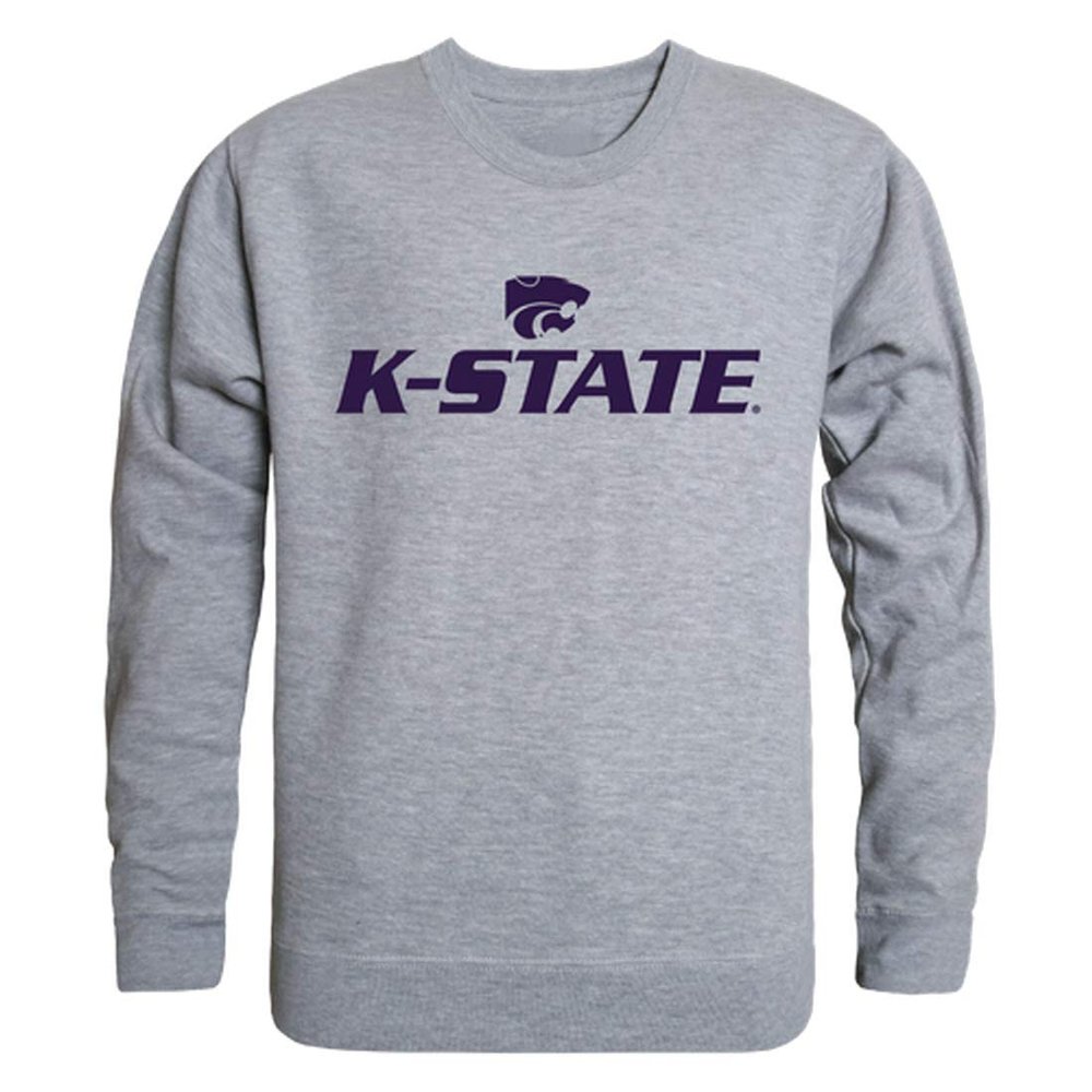 W Republic KSU Kansas State University Wildcats College Crewneck Tee T-Shirt - Heather Grey, Large