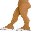 ChloeNoel Footless Ice Skating Tights 8896 w/Crys. on 2 Thighs (New Tan, Size AL/AXL) view 1