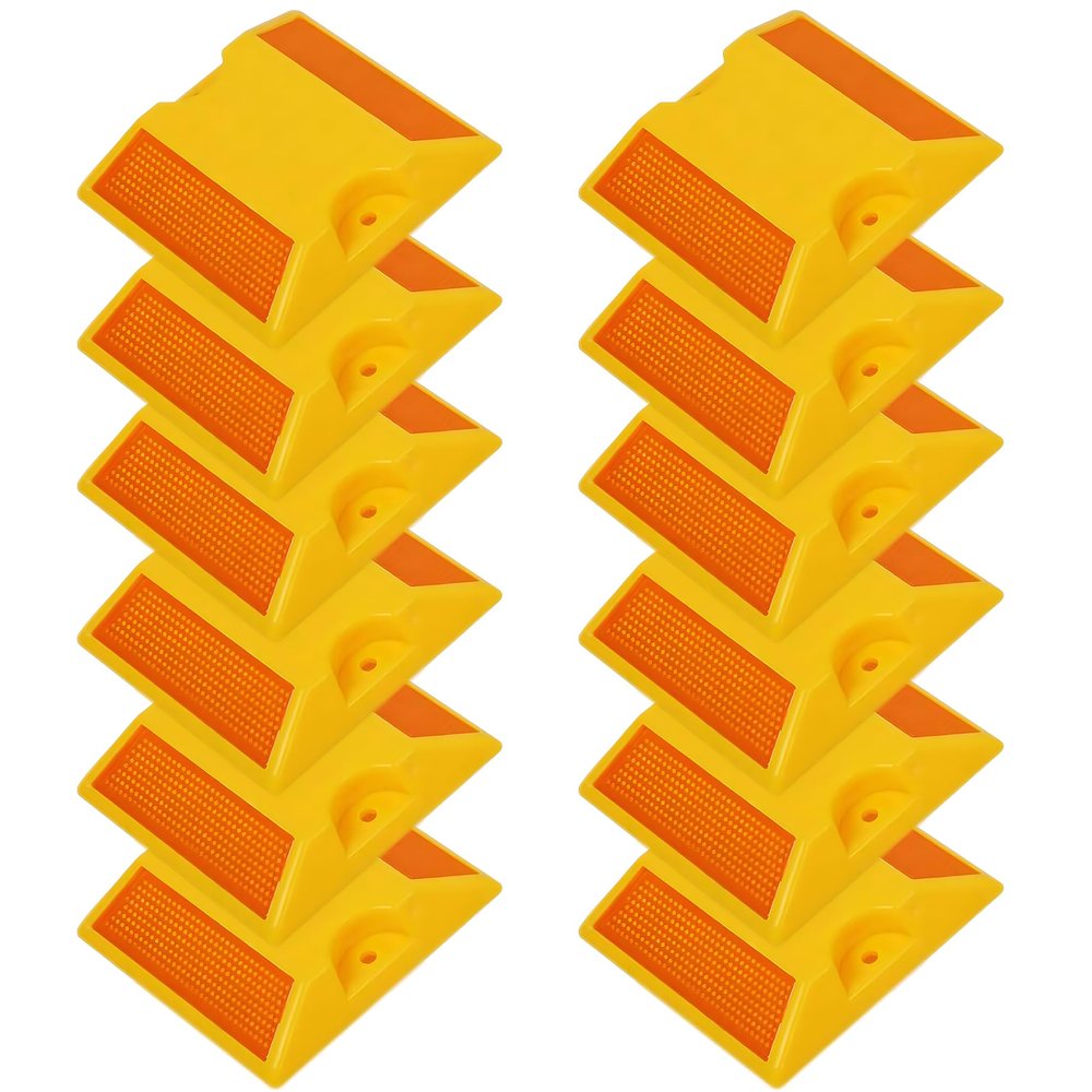 Comboss Road Reflectors 12 Pack 4 by 4 inch Street Pavement and Asphalt Stud Markers | Great for Speed Bumps Sidewalks Pedestrian Crossings Freeways and Driveways (Yellow)
