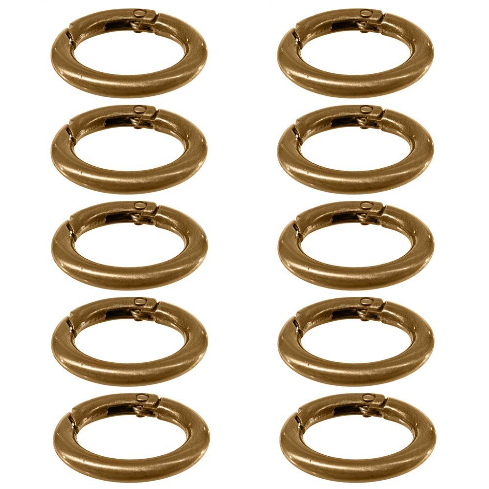 West Coast Paracord Alloy Spring Clip Carabiner (3/4 Inch, 10 Pack, Bronze)- Gate O-Ring Round Snap Clip Organizing Accessory