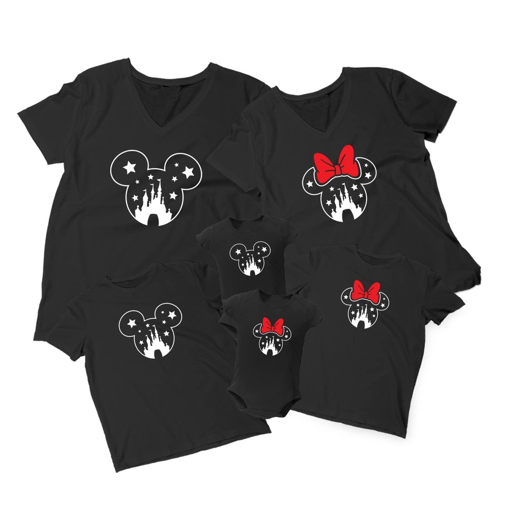 Natural Underwear Family Trip #1 Ears with Stars V Neck T Shirts Magic Kingdom Family Matching Tees Men Women Youth Black T-Shirts Kids Boys 3T