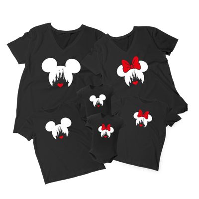 Natural Underwear Family Trip #1 Ears with Hearts V Neck T Shirts Magic Kingdom Family Matching Tees Men Women Youth Black T-Shirts Boys Large