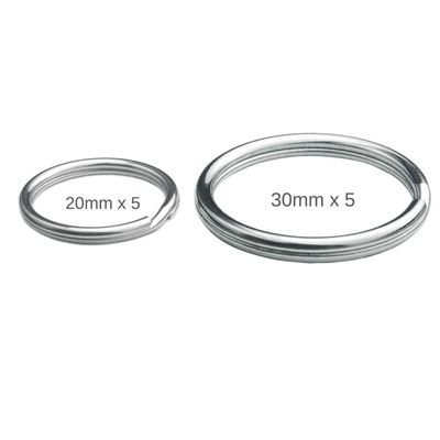 Auspichoice Marine Grade 316 Stainless Steel Key Ring Key Chain Heavy Duty Keychain Split Ring Connector for Scuba Gear BCD Attachment (20mmx5+30mmx5)