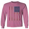 0141. Gym Workout Fitness Bars America Patriotic Flags Training Graphic Men's Long Sleeve t Shirt (Pink Small) view 1