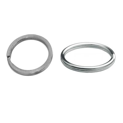 Auspichoice Marine Grade 316 Stainless Steel Key Ring Key Chain Heavy Duty Keychain Split Ring Connector for Scuba Gear BCD Attachment (30mmx5+Flat 25mmx5)