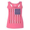 0141. Gym Workout Fitness Bars America Patriotic Flags Training Graphic Women's Tank Top Racerback (Pink Small) view 1