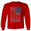 0141. Gym Workout Fitness Bars America Patriotic Flags Training Graphic Men's Long Sleeve t Shirt (Red, Medium) view 1
