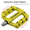 RockBros Lightweight Mountain Bike Pedals Nylon Fiber Bicycle Platform Pedals for BMX MTB 9/16" (Green) view 3