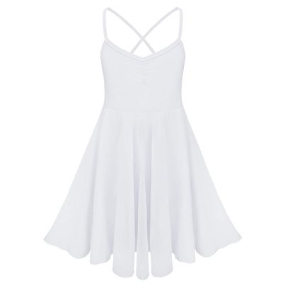 CHICTRY Kids Girls Camisole Ballet Dance Leotard Lyrical Dress with Ruffles Chiffon Skirts White 10-12 Years