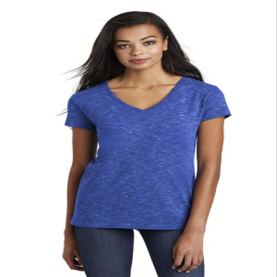 District Women's Medal V-Neck Tee. DT664 S Deep Royal