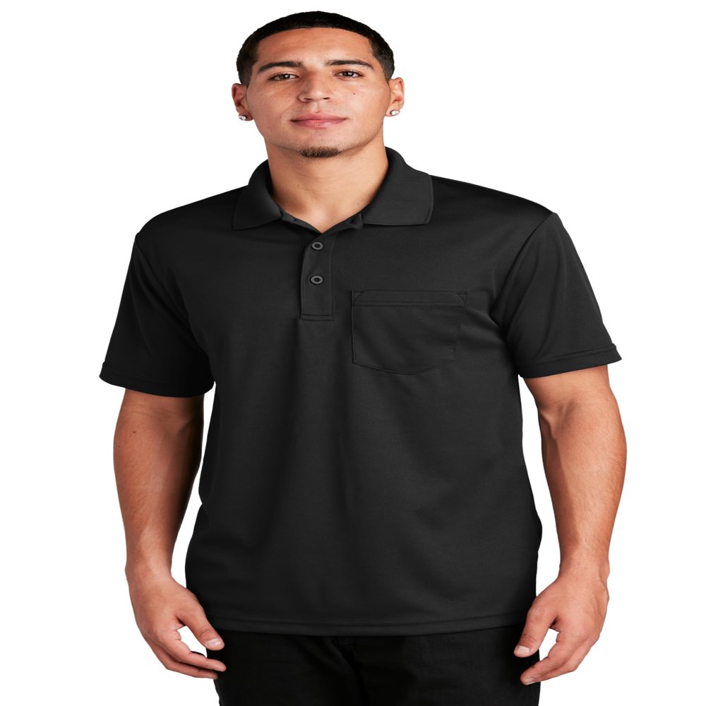 SPORT-TEK Unisex PosiCharge RacerMesh Pocket Polo Black