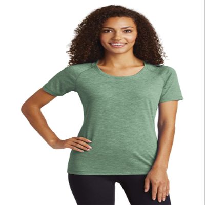 ST PosiCharge Tri-Blend Wicking Scoop Neck Raglan Tee M Forest Green Heather