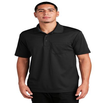 SPORT-TEK Unisex PosiCharge RacerMesh Pocket Polo Black
