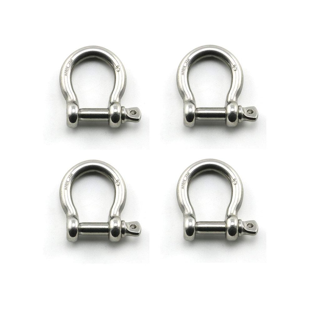 Heyous 4pcs 1/4 Inch 6mm Screw Pin Anchor Shackle Stainless Steel Heavy Duty Bow Shape Load Clamp for Chains Wirerope Lifting Paracord Outdoor Camping Survival Rope Bracelets